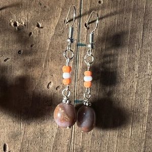 Agate Beaded Dangle Earrings
